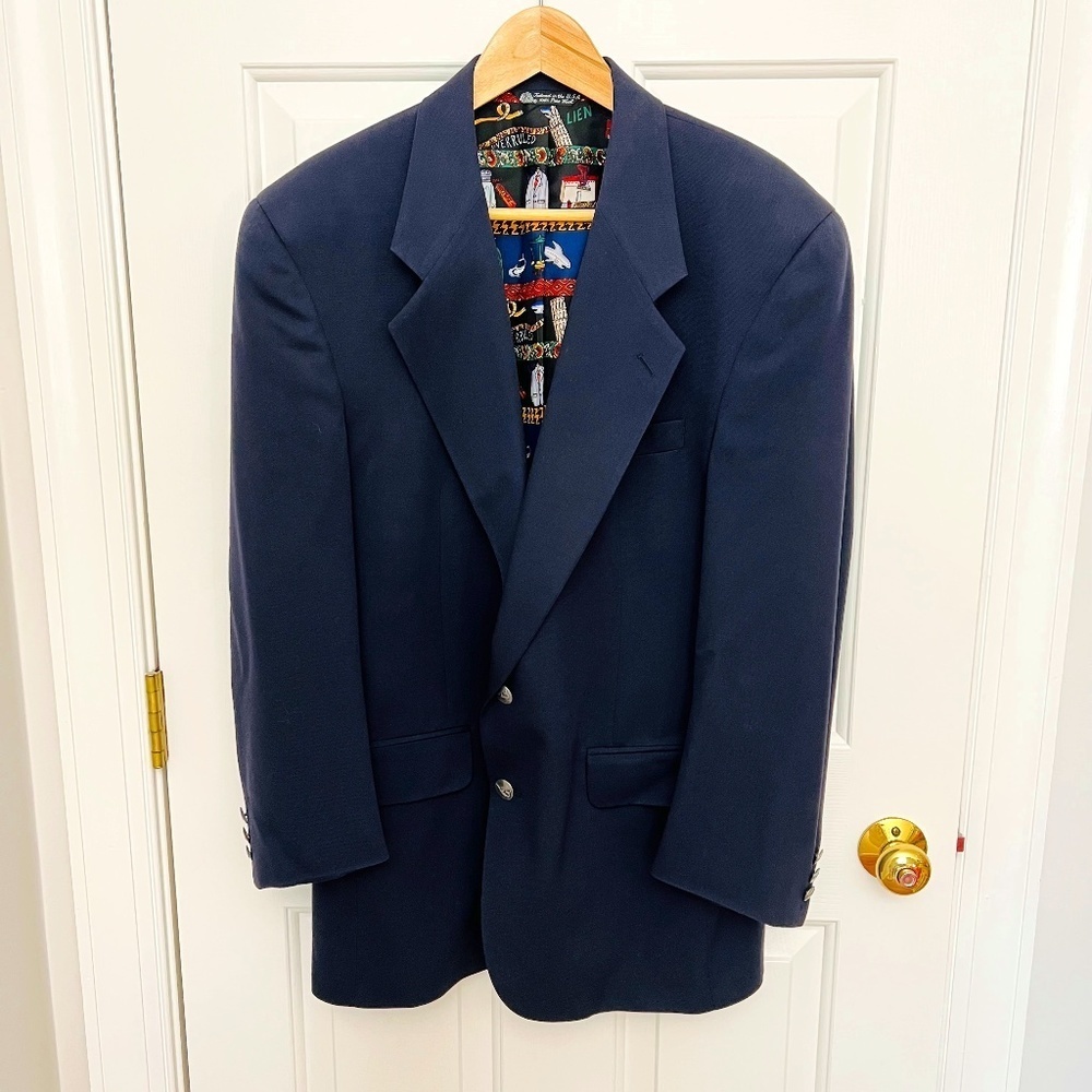 Nicole Miller Vintage Navy Wool Suit Jacket Blazer Sport Coat Sz 40R